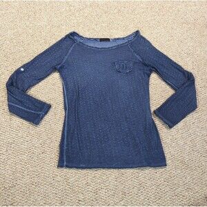 Seduzione Top Shirt Womens Womens One Size Blue Faded Distressed Long Sleeve